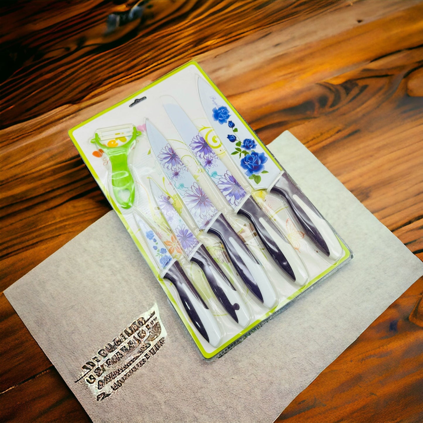 Wefun 5 pieces set Printed Knife set with potato pillar