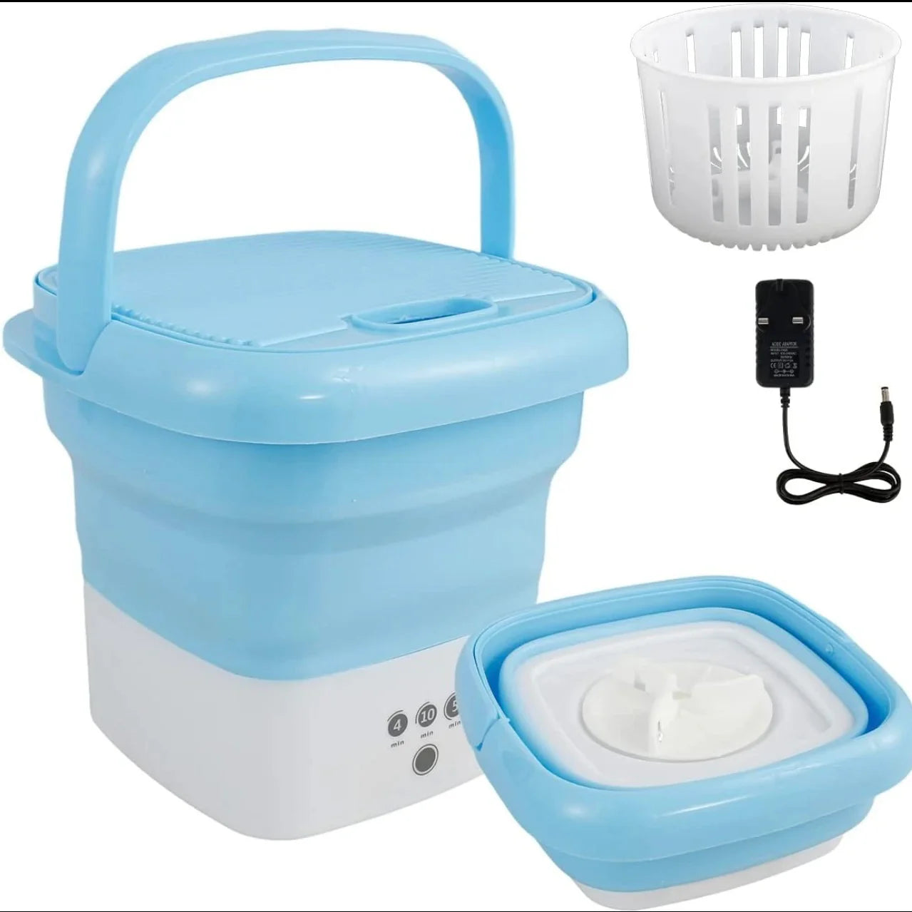 Folding Mini Portable Washing Machine 6.5L with Blue Light And Drain Basket