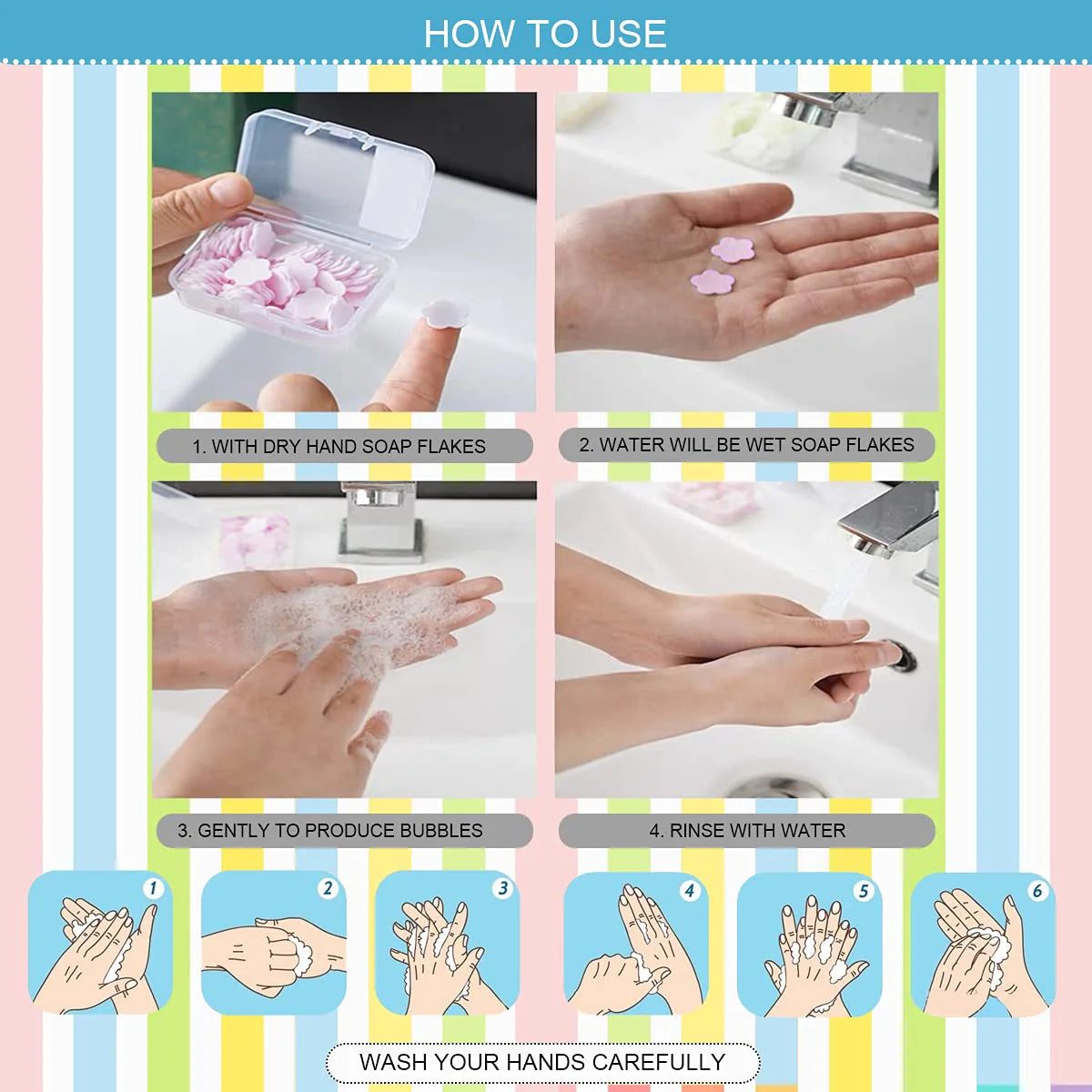 Mini Paper Soap - Set Of 6 Plastic Bottle