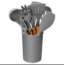 12 Pcs Silicone Kitchen Utensils Set - Heat Resistant & Non-Stick Cooking Utensils with Wooden Handles