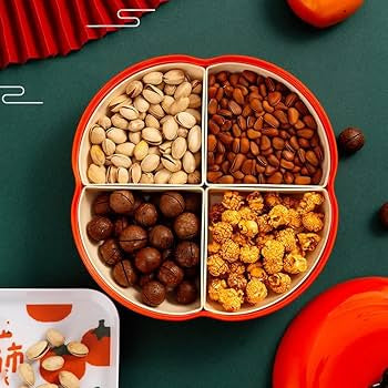 Multifunctional Dried Fruit Plate Serving Tray Food Storage Box Nuts Plate Platter