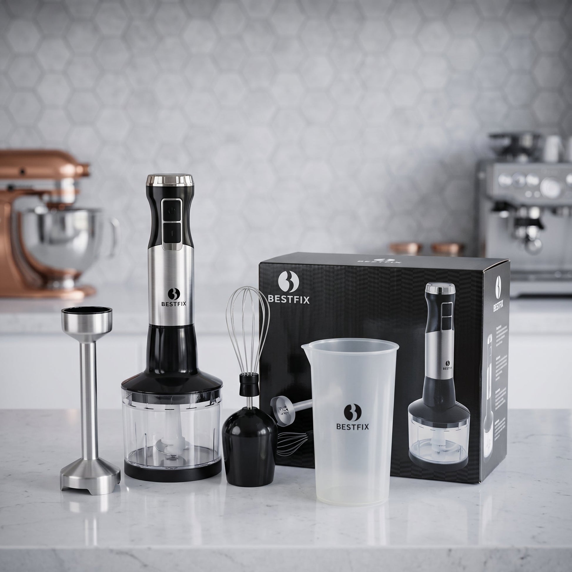4-in-1 Electric Hand Blender Set | Stainless Steel Immersion Blender with Chopper & Whisk - Armaa Store Pk