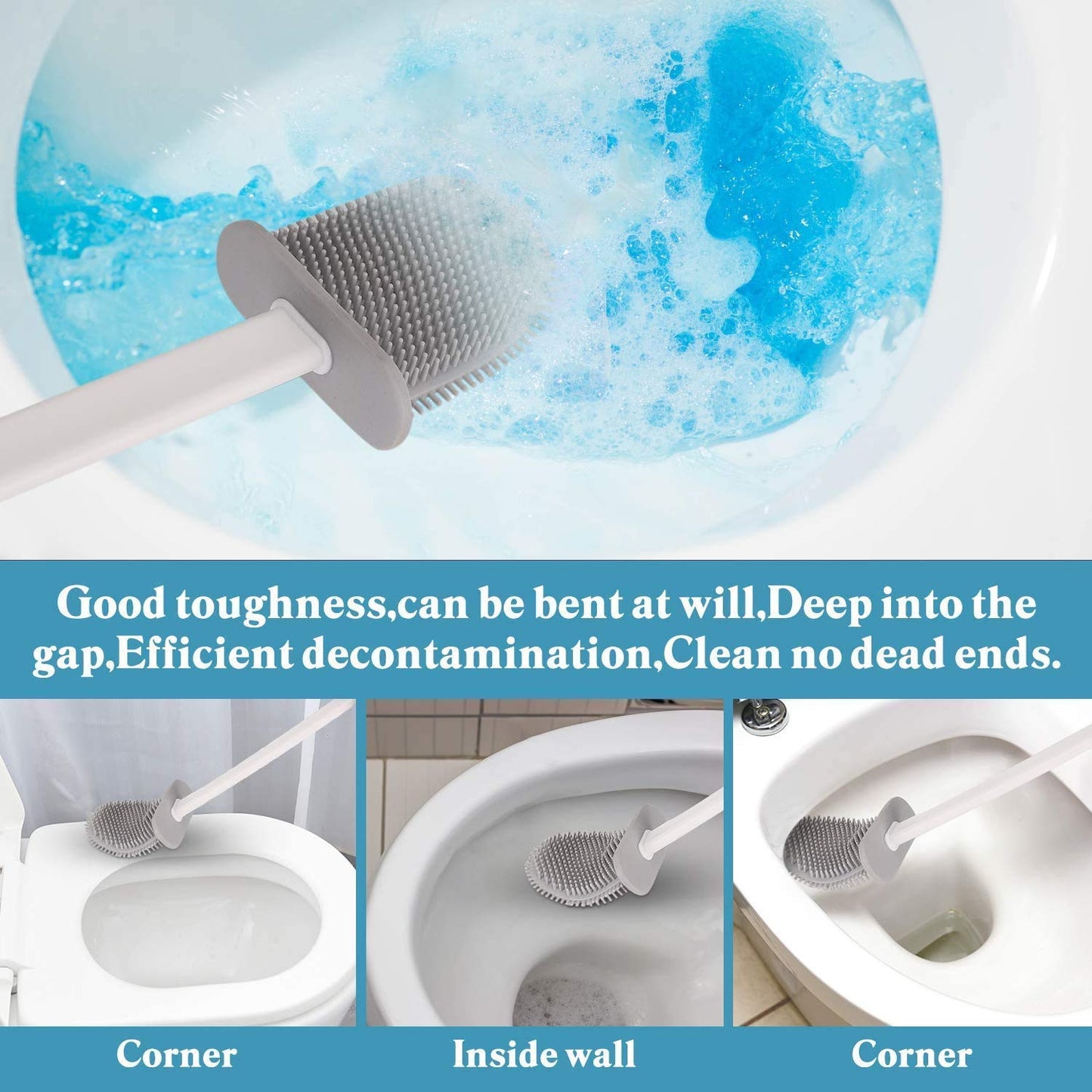 Silicone Toilet Cleaner Brush With Holder
