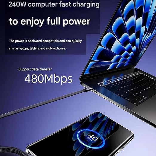 240W 2-in-1 Charging Cable with Phone Stand 1.5 Meter length