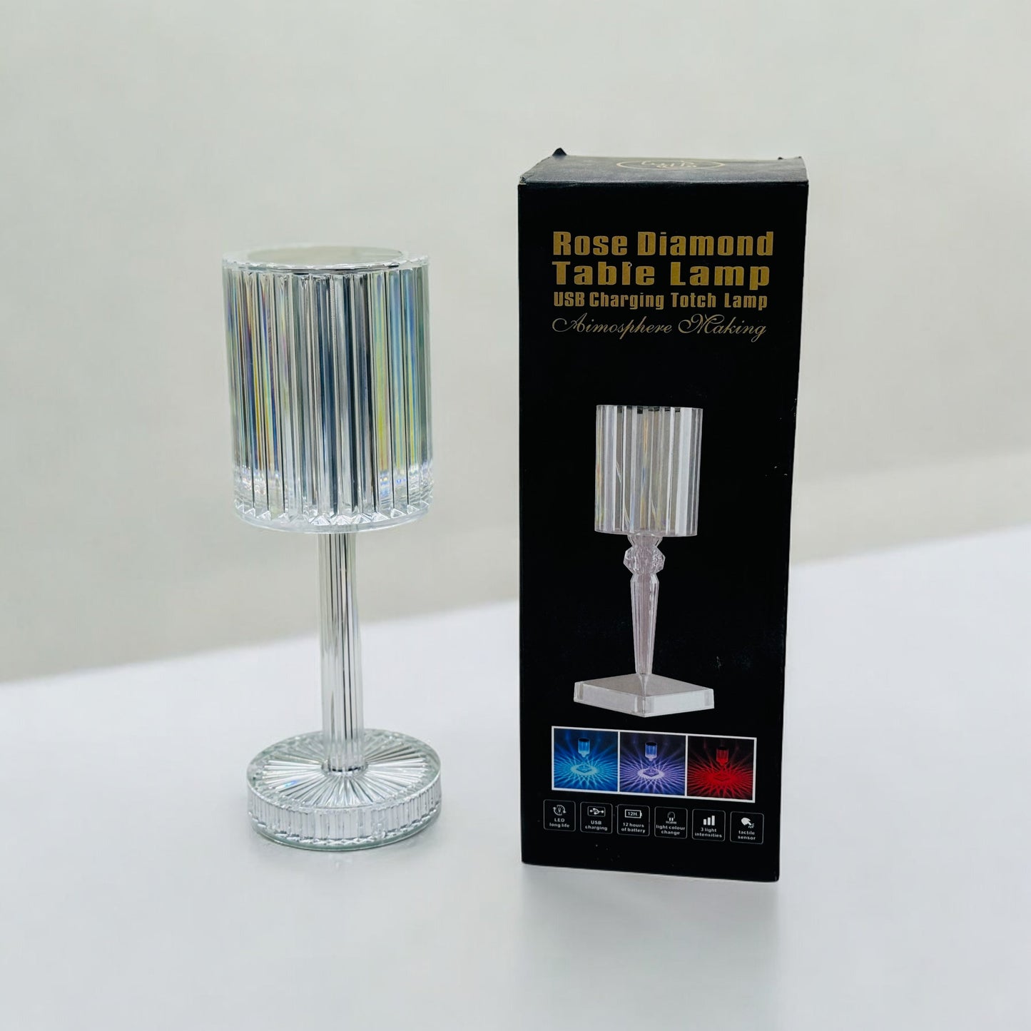 Rose Diamond Table Lamp- USB Charging & Touchable