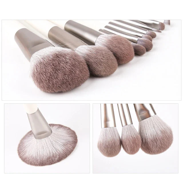 Zoreya-Makeup Brush Set Super Soft Fiber Makeup Brush Set, High Quality Face & Eye Cosmetic Pen, Synthetic Hair, 13 Pieces