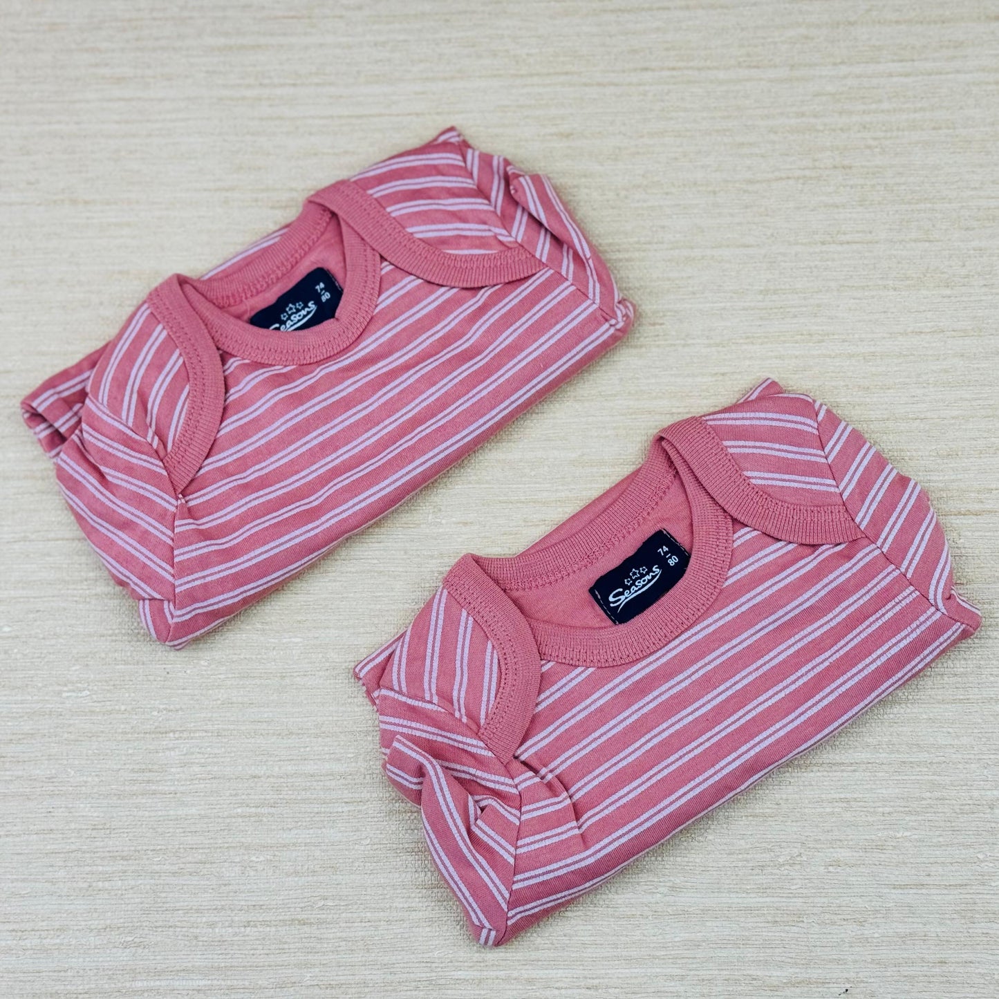 Pink Strip Long Sleeve Baby Rompers Double Piece Set