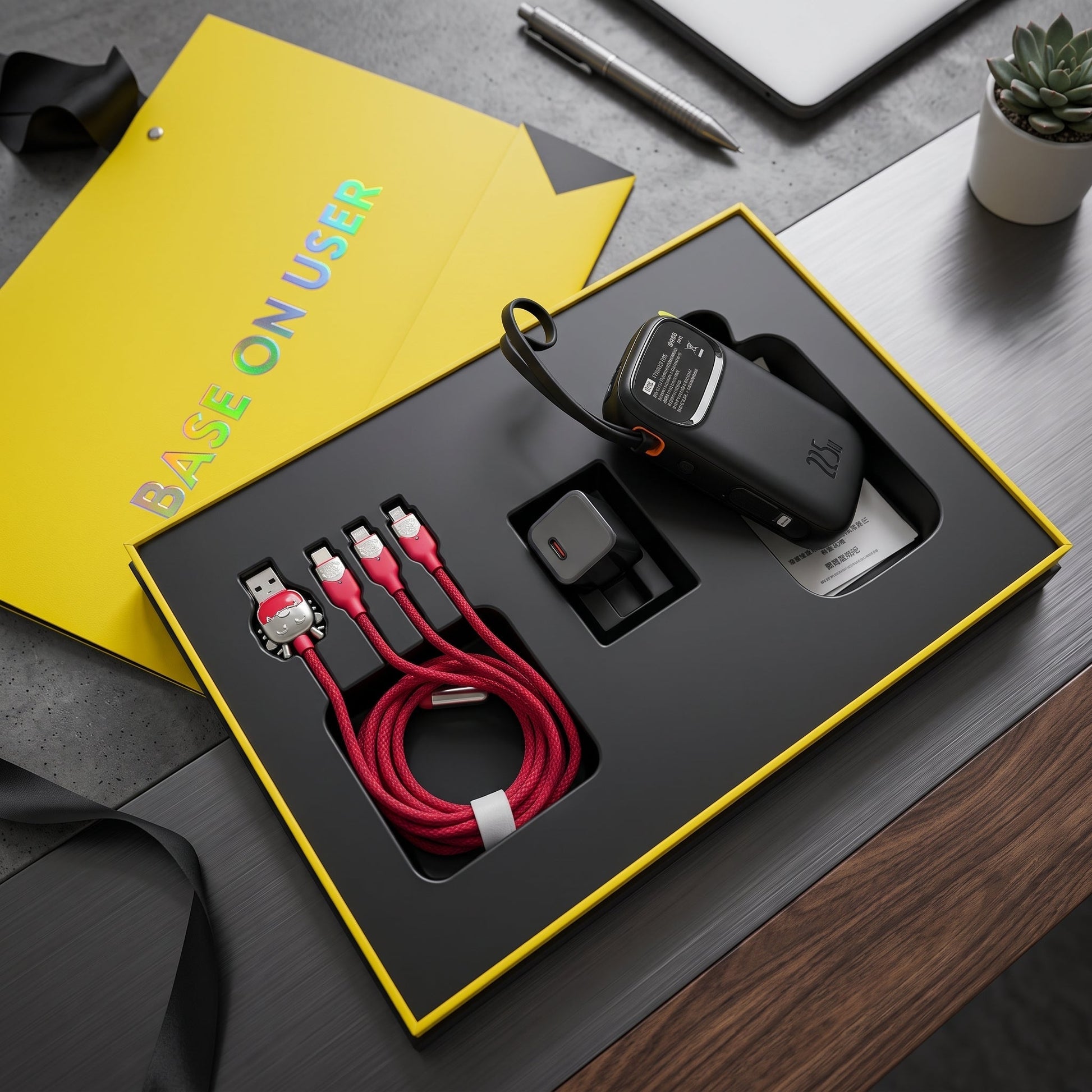 Baseus 22.5W 10000mAh Fast Charging Power Bank with Built-in Cables Gift Box - Armaa Store Pk