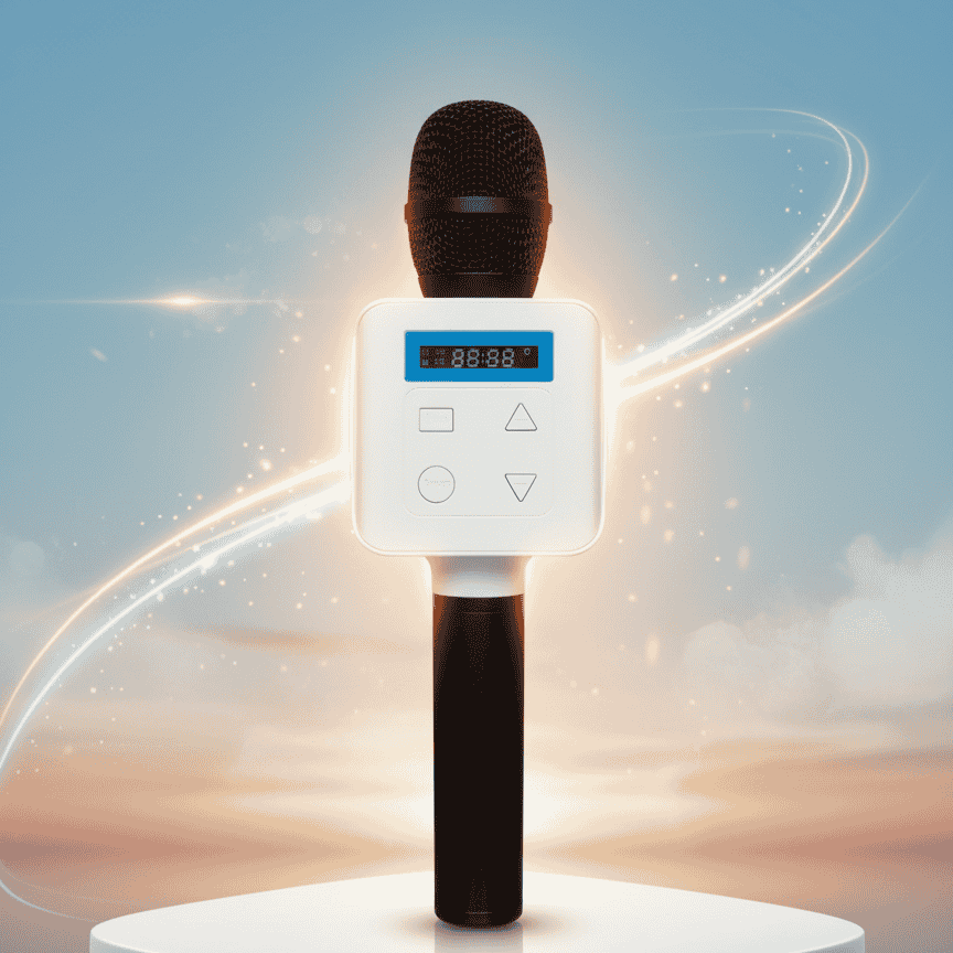 black microphone with digital display armaa store