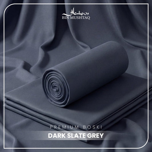 DARK SLATE GREY - Imperial Original Unstitched Boski - Bin Mushtaq