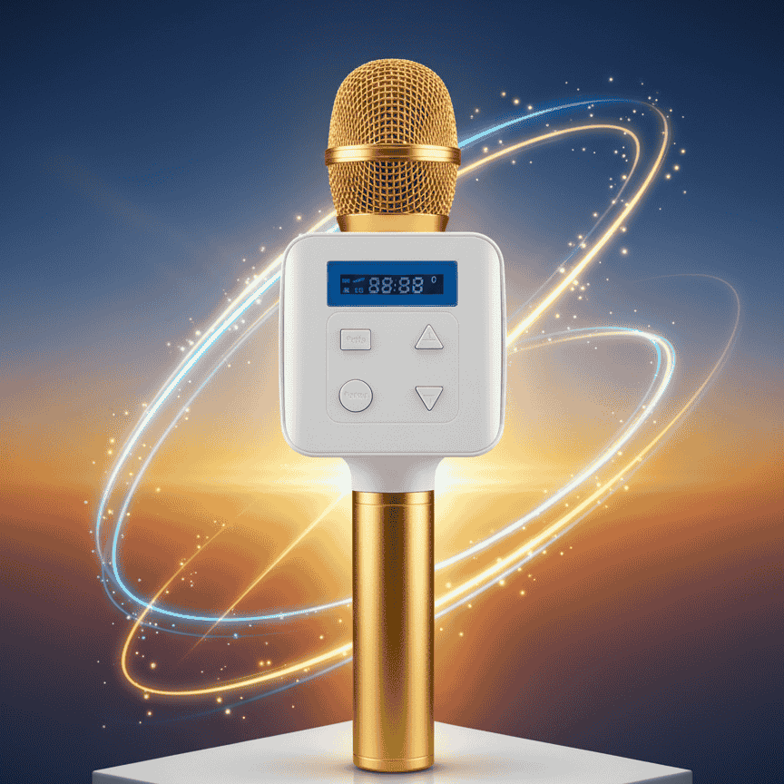 golden microphone with digital display armaa store
