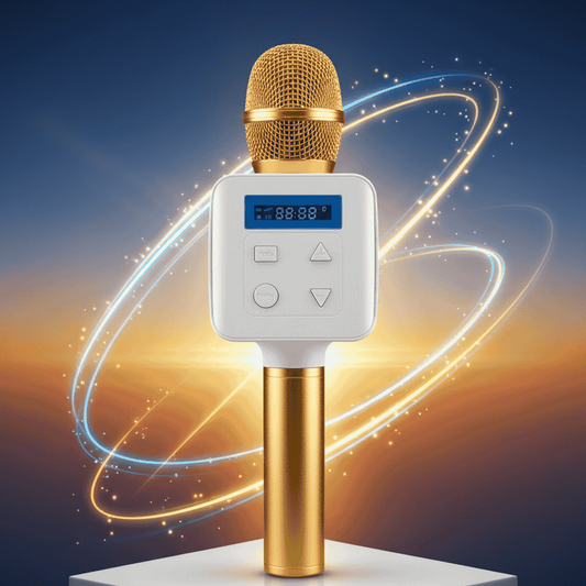 golden microphone with digital display armaa store