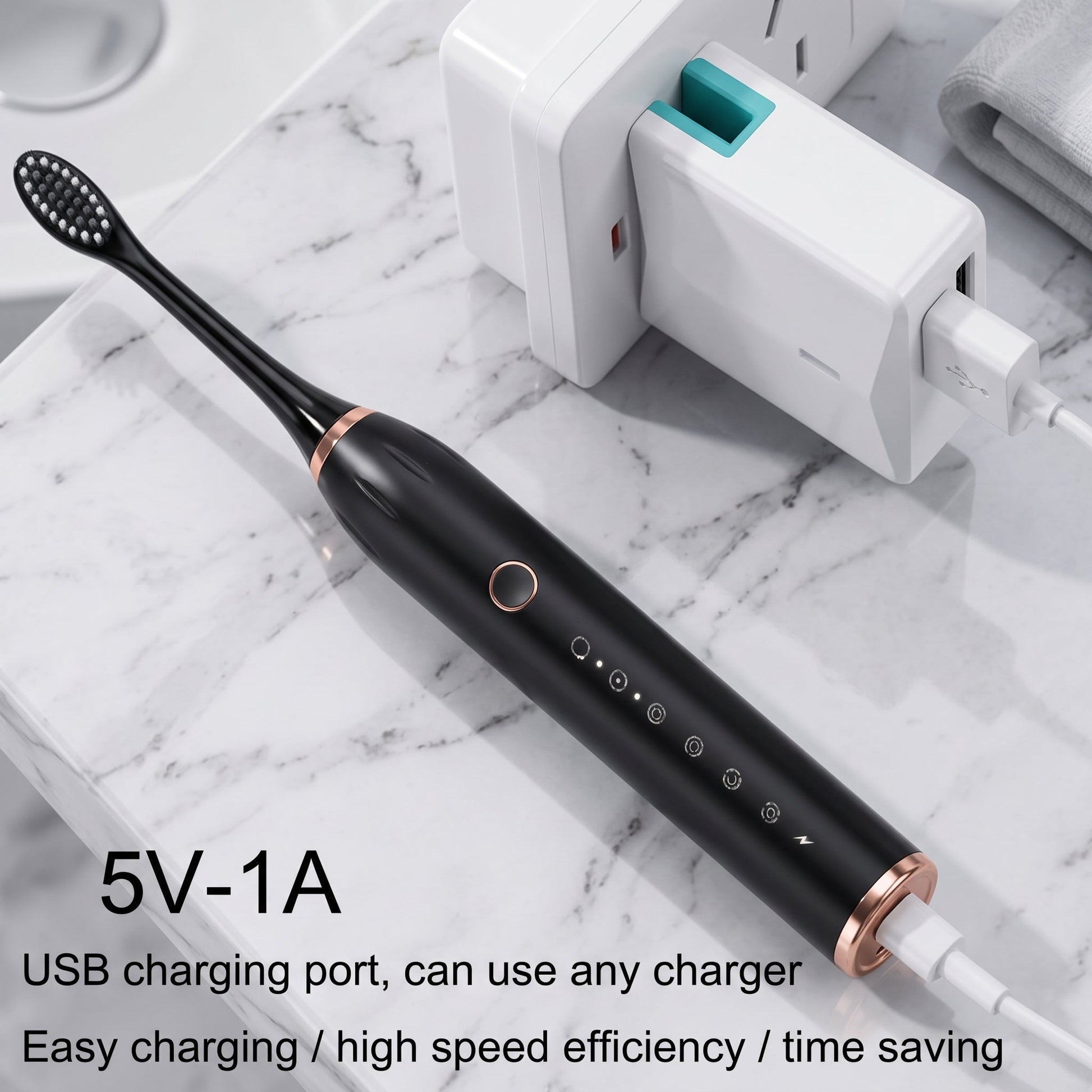 IPX7 Sonic Electric Toothbrush – Rechargeable Waterproof Toothbrush with 4 Brush Heads - Armaa Store Pk
