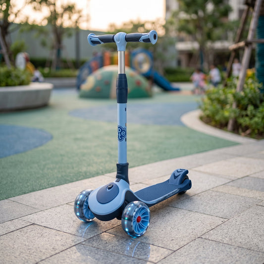 Kids 3-Wheel Foldable Scooter with LED Flashing Wheels | Adjustable Height Kick Scooter - Armaa Store Pk