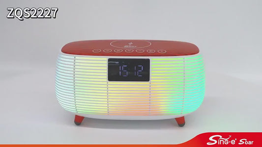 SING-E ZQS2227 Mobile Phone Wireless Charging RGB Clock Display Loud Sound RGB Lighting BT AUX DC Speakers